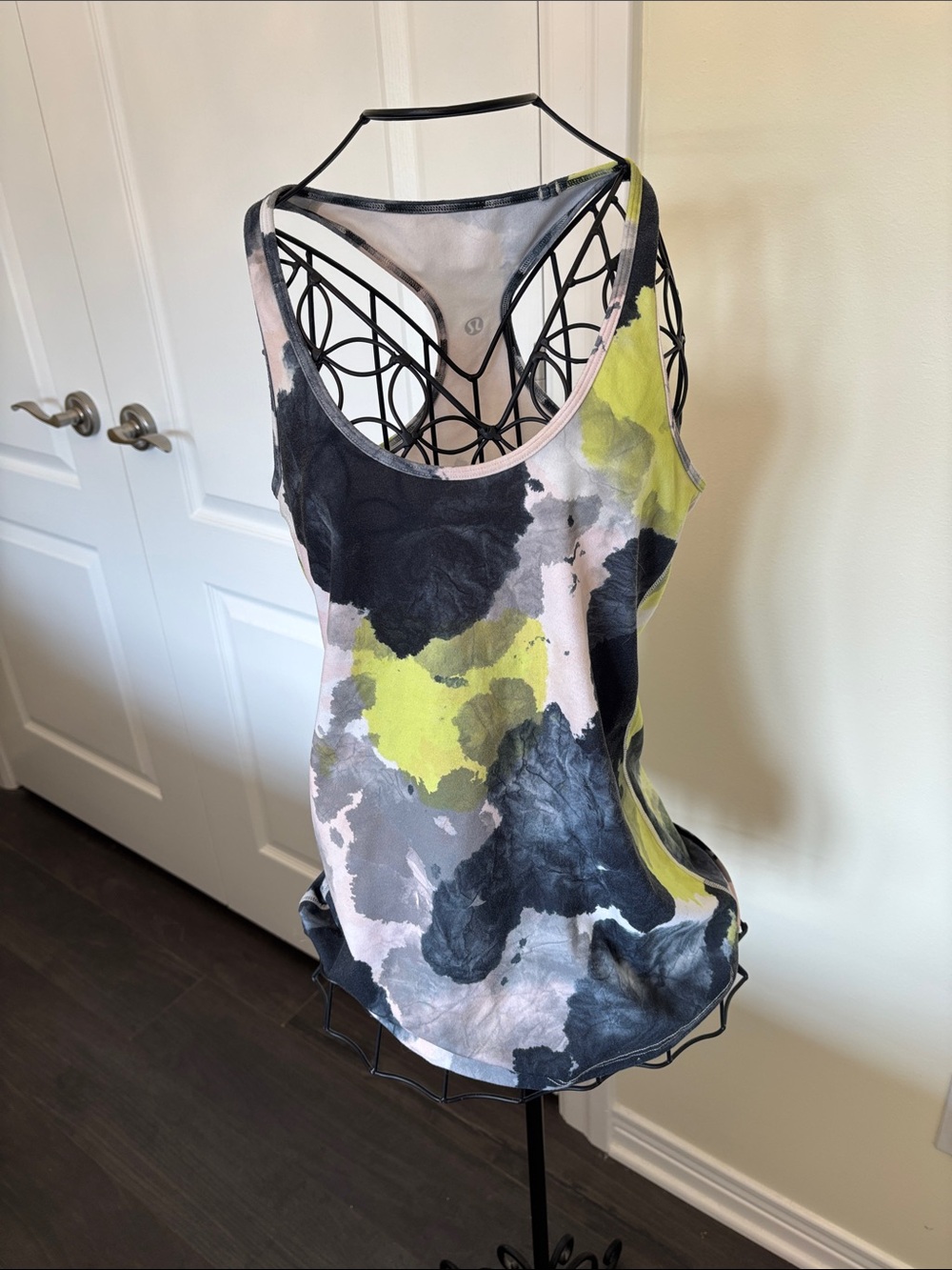 Lululemon Athletica Yellow Black Gray Tie-Dye Racerback Tank